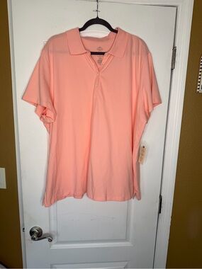 NWT St. John's Bay Short-Sleeve Classic Polo in Arctic Peach. Size 4X